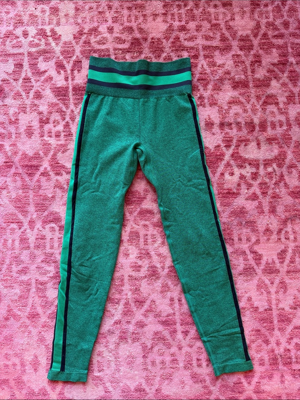The Upside Teal Green Striped-Waist Leggings